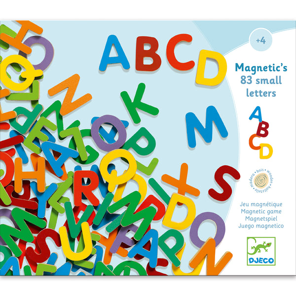4歳からおすすめな知育玩具。マグネット式の木製文字が83個入っています。英語の勉強を楽しくするのにおすすめです。