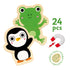 かわいい動物たちのマグネット&木製パズル。12種類の動物たちが上下2つのマグネットのパーツに分かれています。