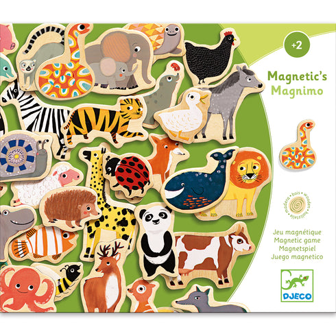 「マグニモ」のパッケージです。入っている動物たちのマグネットの絵が散りばめられています。