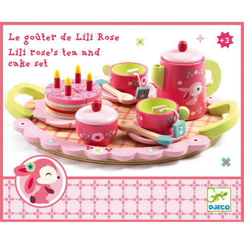 かわいいピンクの木製のティーセット。プレゼントにぴったりなデザインの木製おままごとの食器セット。