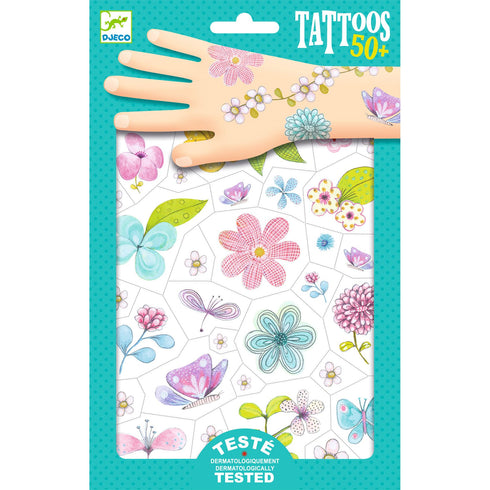 「ボディーアート タトゥー フラワー オブザ フィールド」という商品です。かわいい花柄のタトゥーシールです。